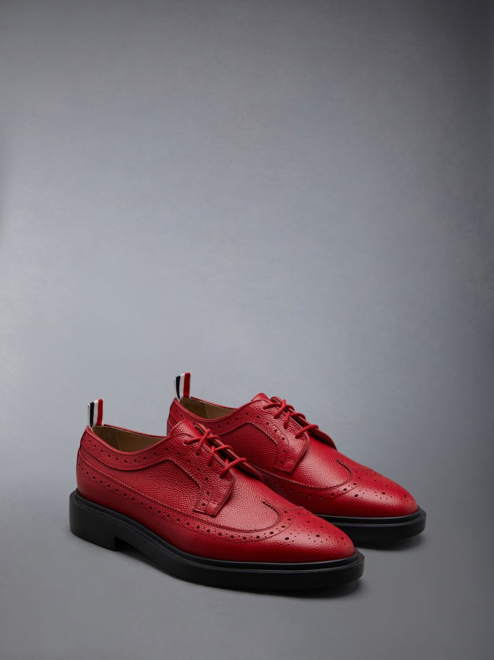 Thom Browne Pebble Grain Leather Longwing Women Brogue Shoes Red | RFE04L25003