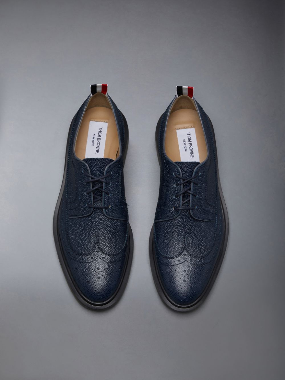 Thom Browne Pebble Grain Leather Longwing Women Brogue Shoes Blue | MAZ46Q26826