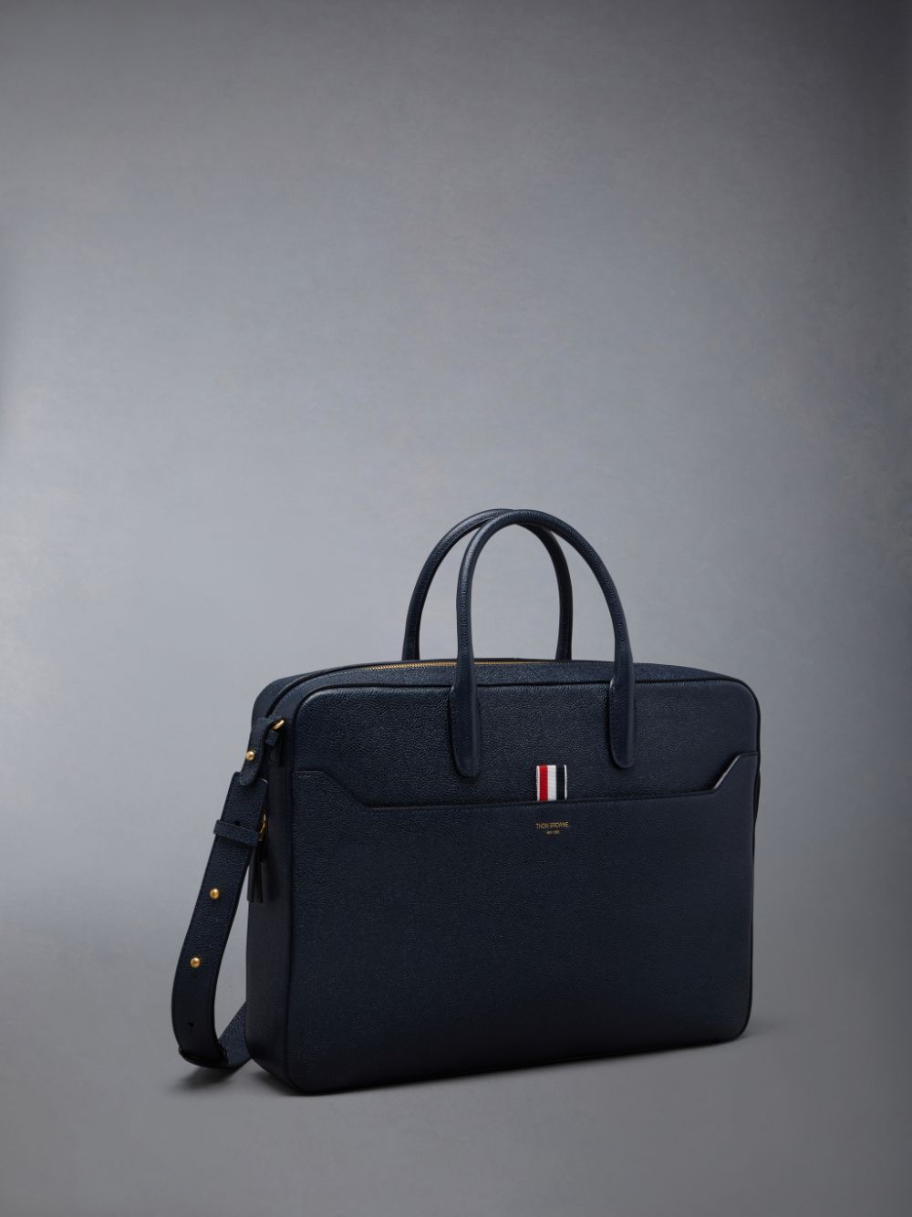 Thom Browne Pebble Grain Leather Men Business Bags Blue | RDI74H71414