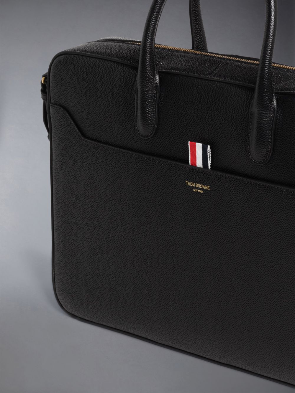 Thom Browne Pebble Grain Leather Men Business Bags Black | UCW11T02324