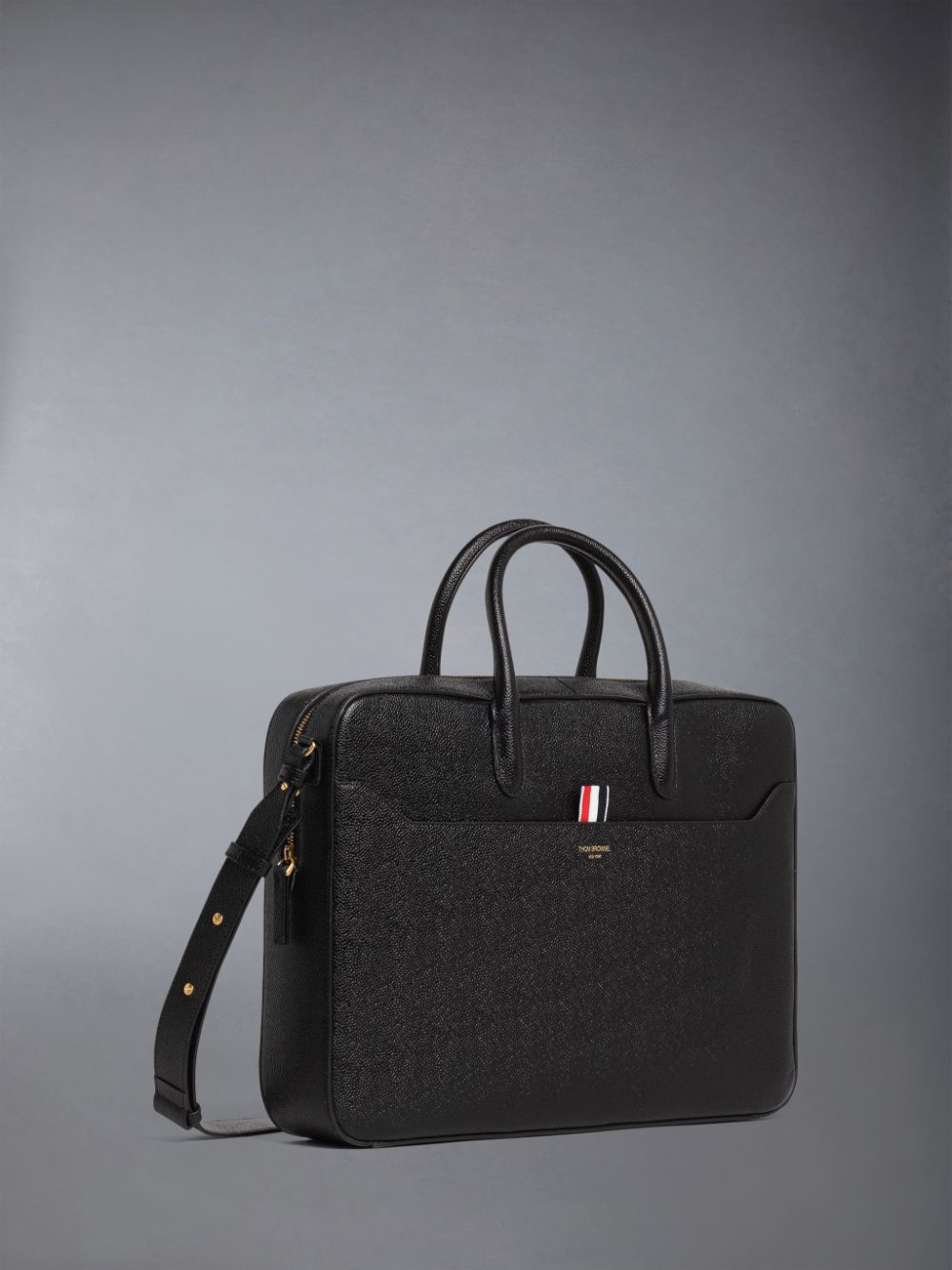 Thom Browne Pebble Grain Leather Men Business Bags Black | UCW11T02324