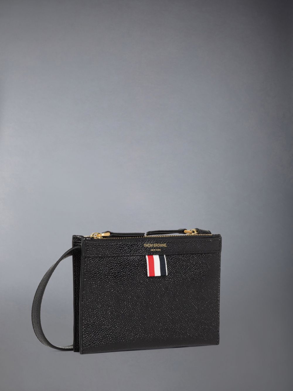 Thom Browne Pebble Grain Leather Mini Document Holder Women Crossbody Bags Black | FNC35Z09919