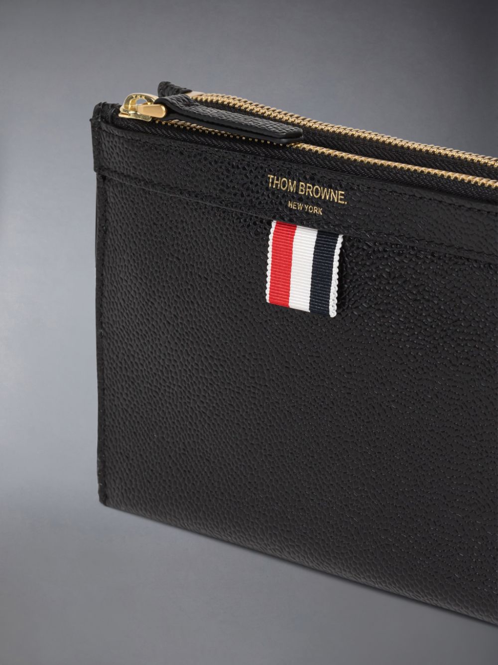 Thom Browne Pebble Grain Leather Mini Document Holder Women Crossbody Bags Black | FNC35Z09919