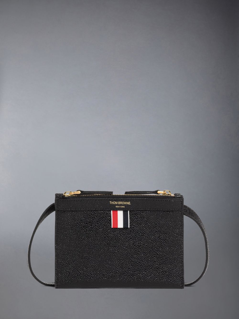 Thom Browne Pebble Grain Leather Mini Document Holder Women Crossbody Bags Black | FNC35Z09919