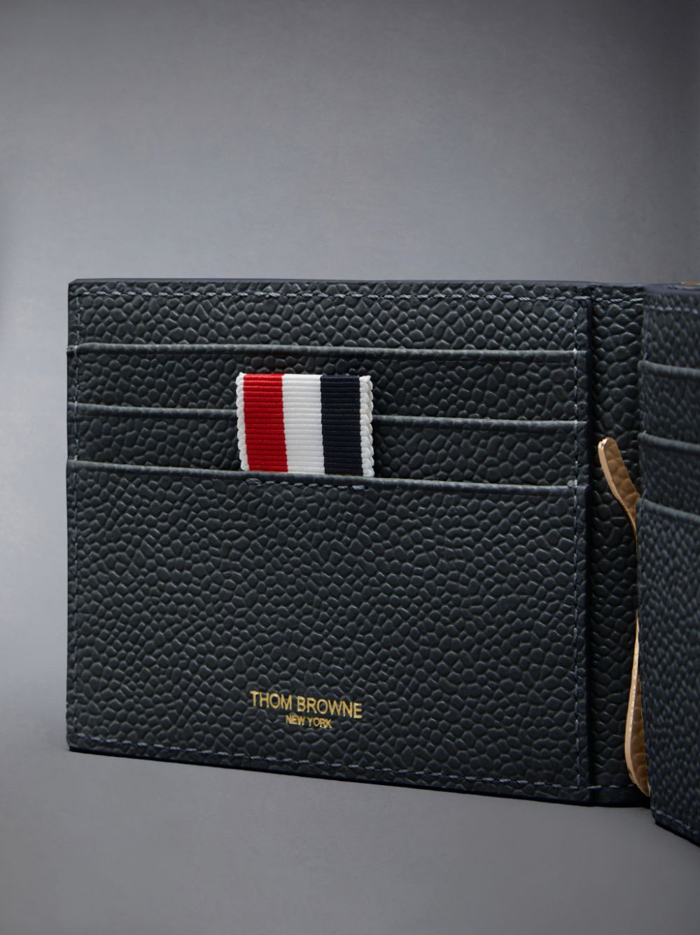 Thom Browne Pebble Grain Leather Money Clip Men Wallets Grey | ESV51K57244