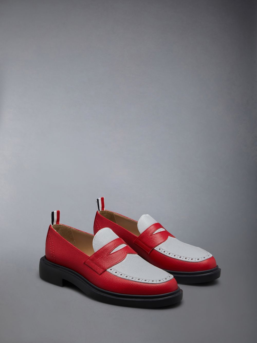 Thom Browne Pebble Grain Leather Penny Women Loafers Red | LQE11Q93870