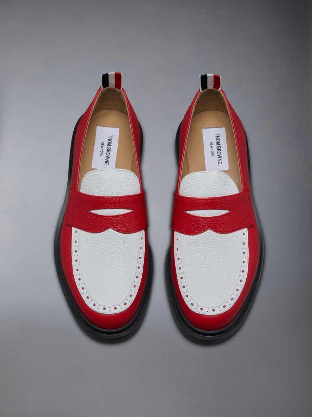 Thom Browne Pebble Grain Leather Penny Women Loafers Red | LQE11Q93870