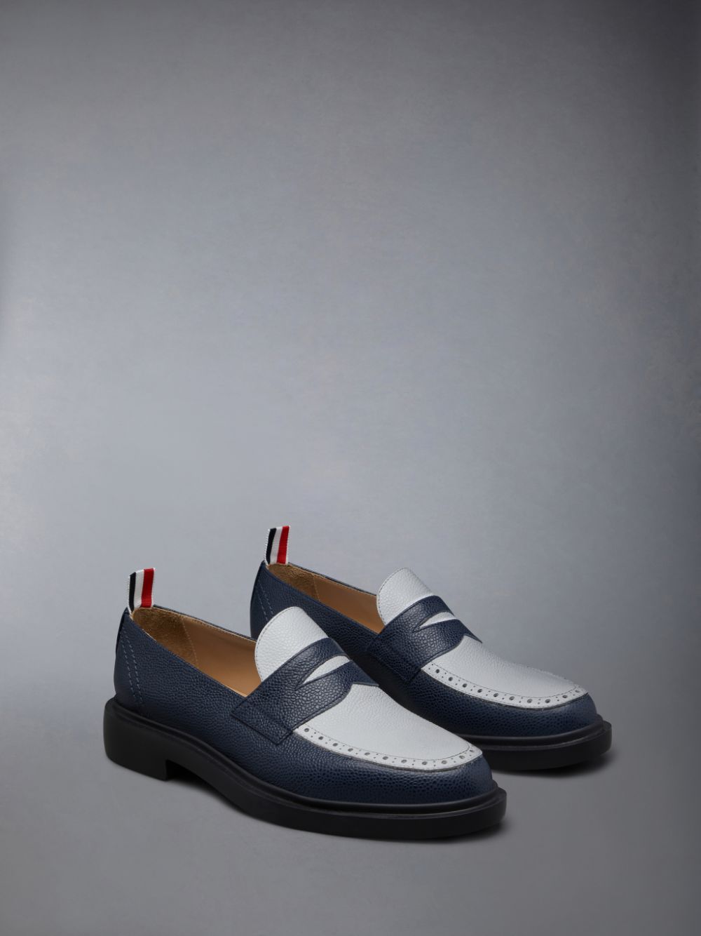 Thom Browne Pebble Grain Leather Penny Women Loafers Blue | WWD61R14943