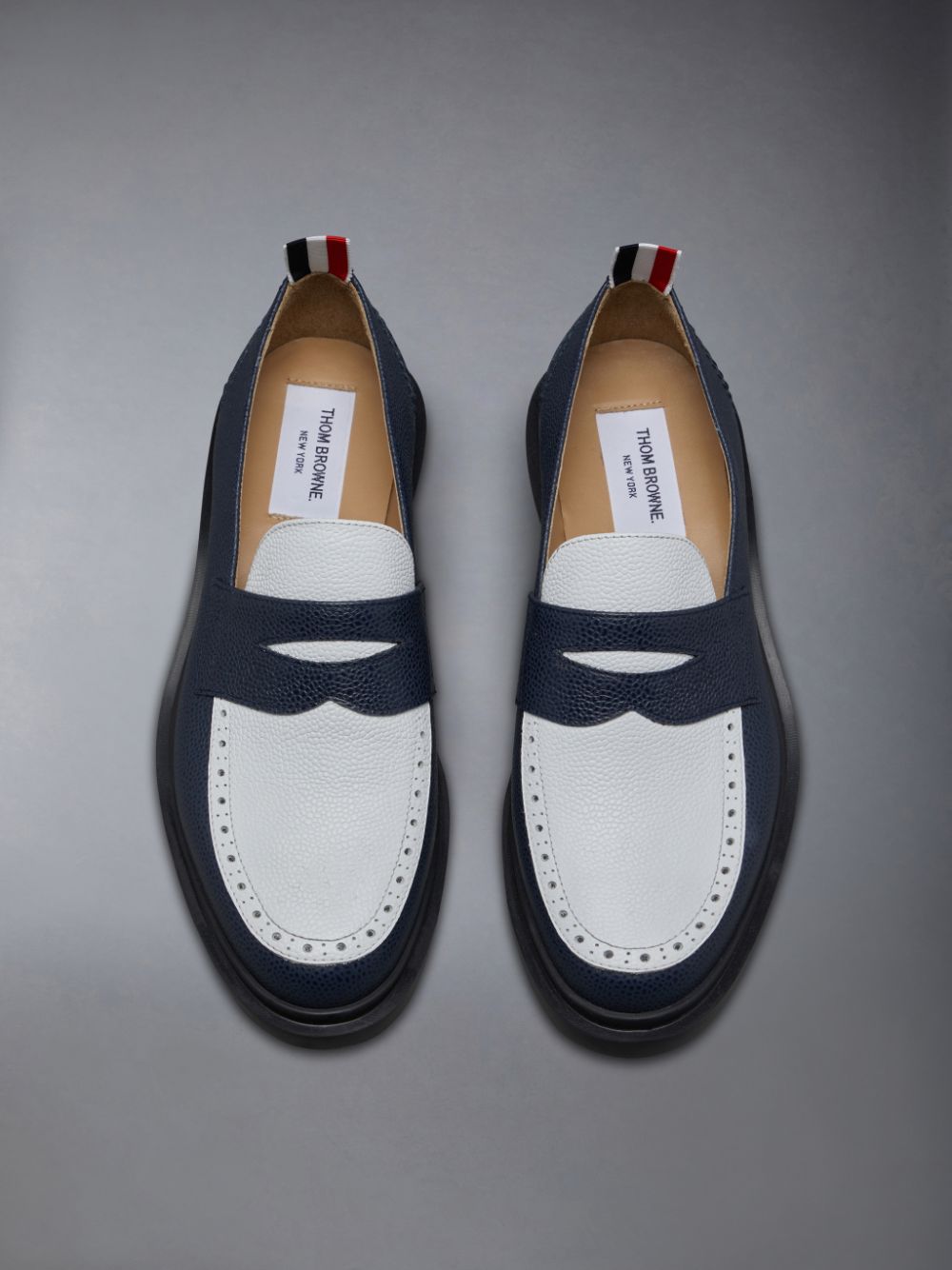 Thom Browne Pebble Grain Leather Penny Women Loafers Blue | WWD61R14943