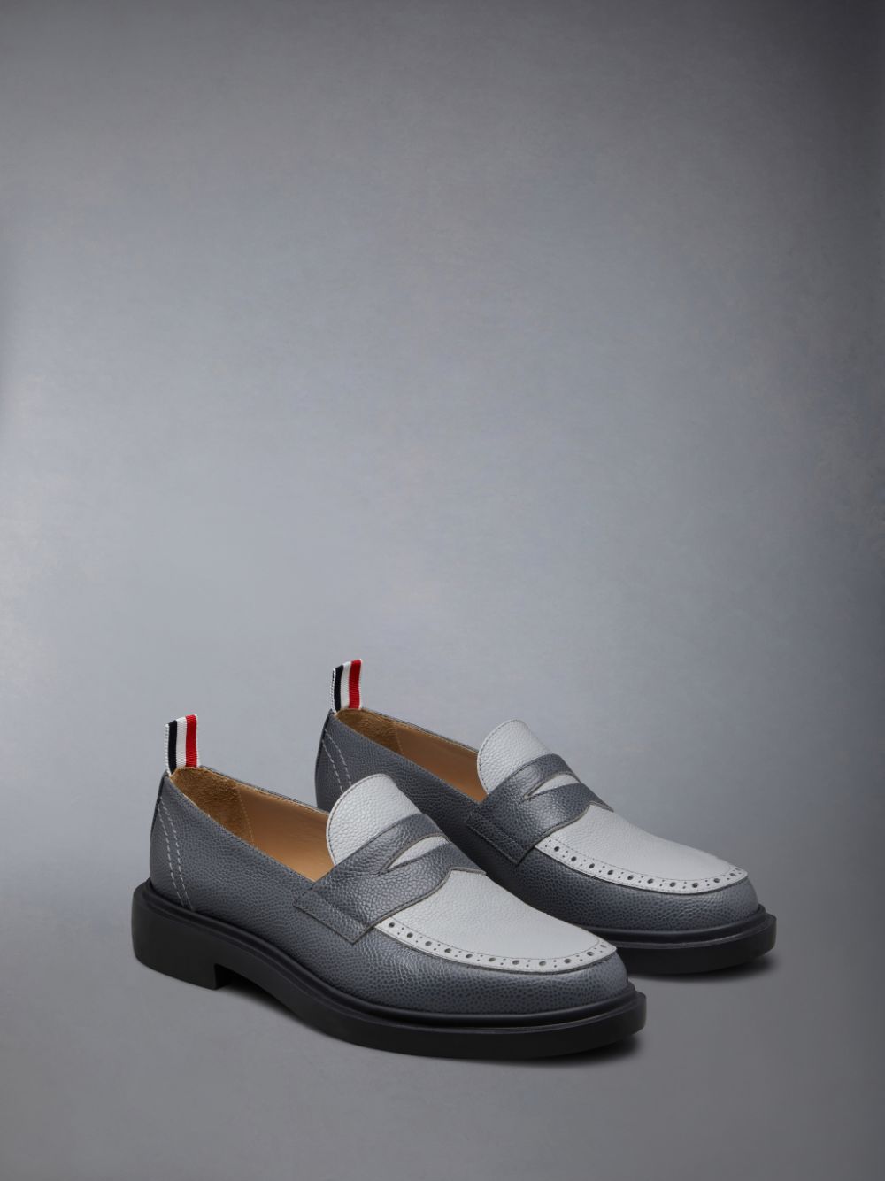 Thom Browne Pebble Grain Leather Penny Women Loafers Grey | WBW57H41322