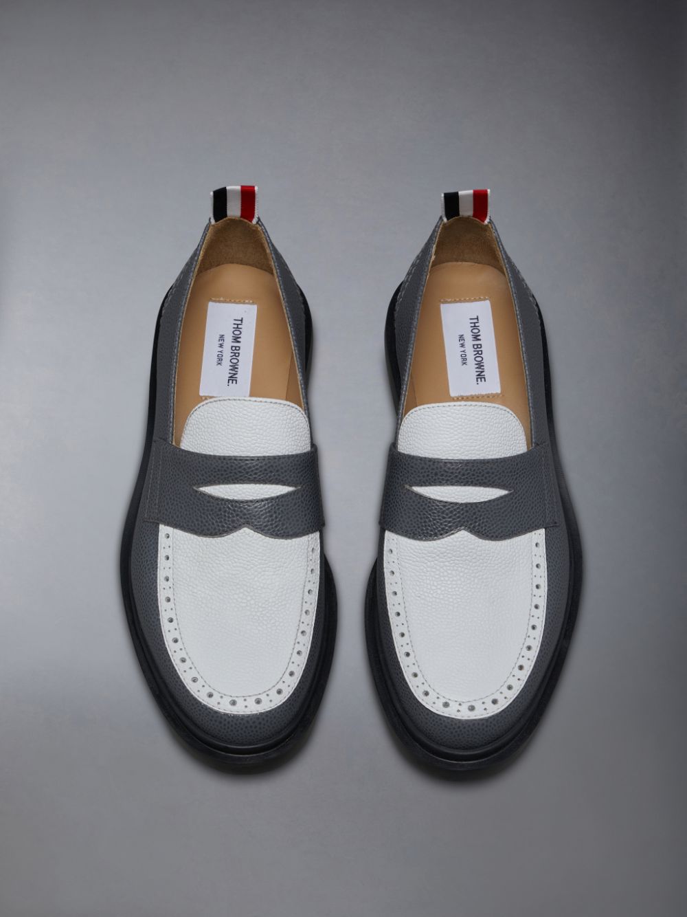 Thom Browne Pebble Grain Leather Penny Women Loafers Grey | WBW57H41322