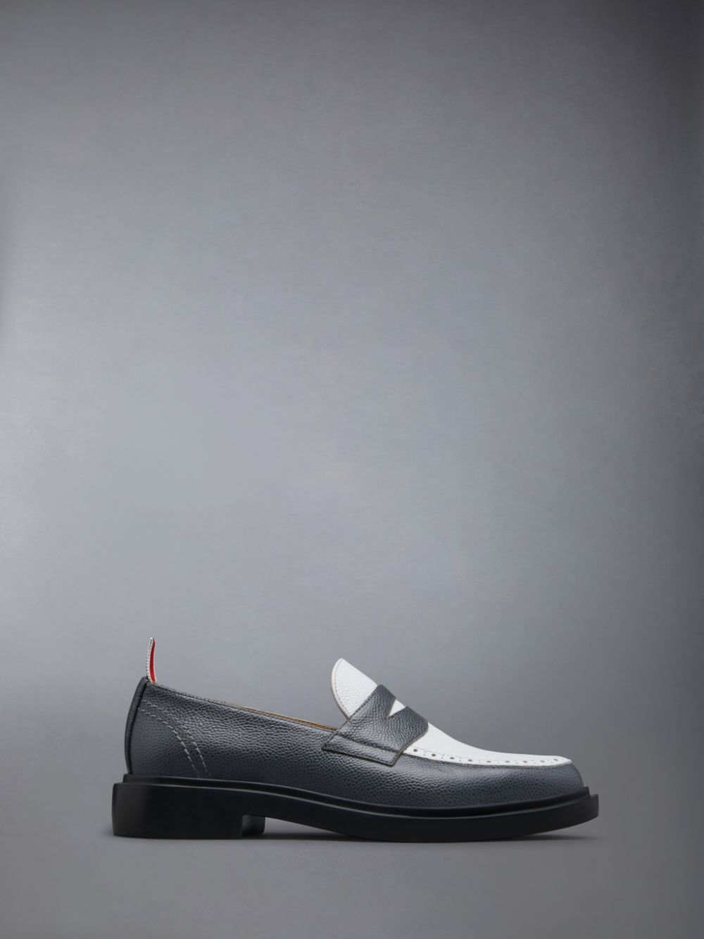 Thom Browne Pebble Grain Leather Penny Women Loafers Grey | WBW57H41322