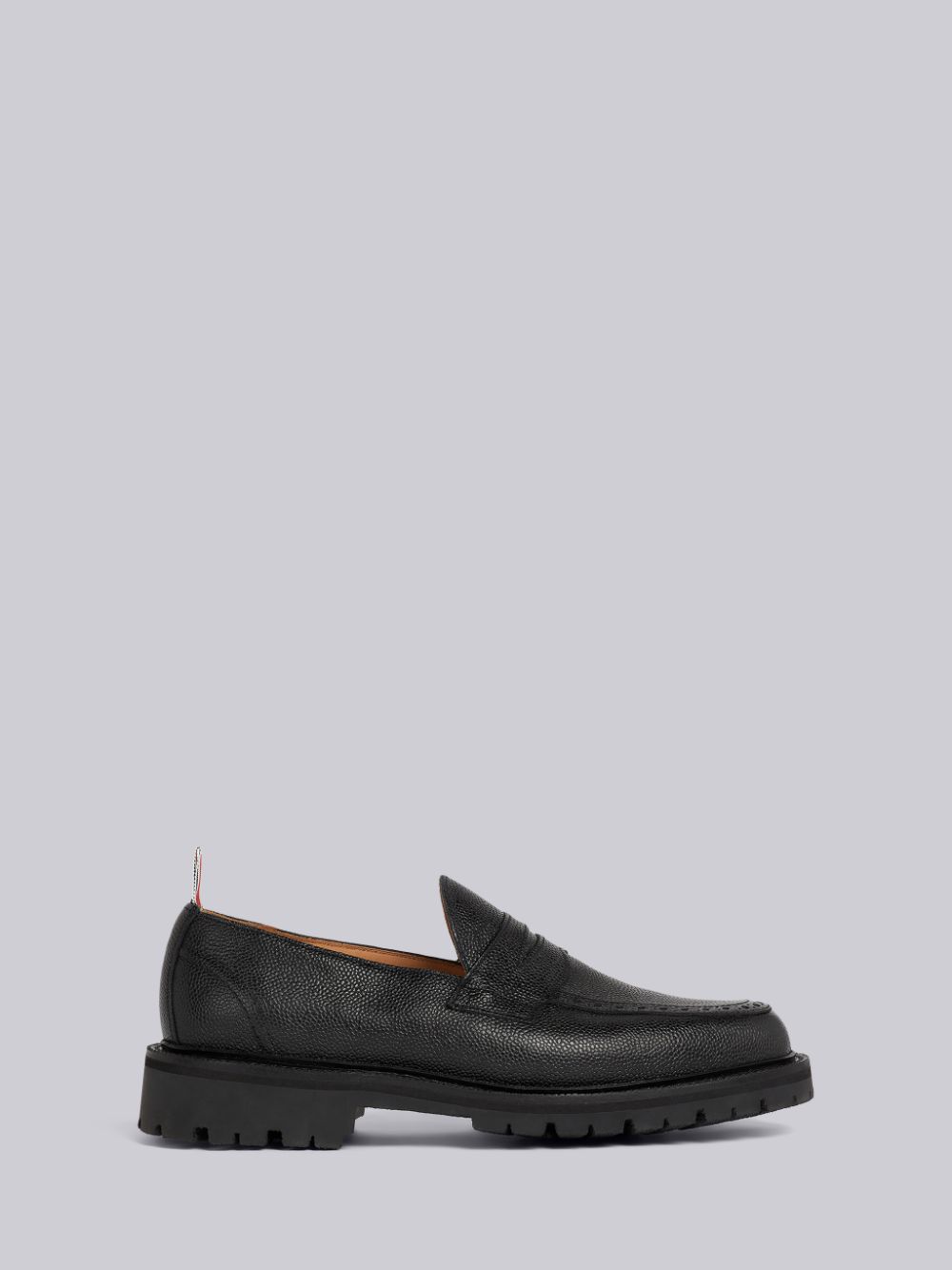 Thom Browne Pebble Grain Leather Rubber Commando Sole Classic Penny Men Loafers Black | IKX97E78881