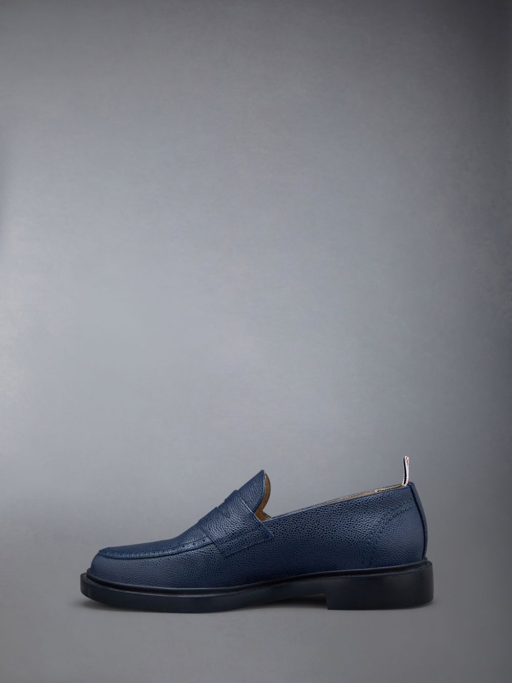 Thom Browne Pebble Grain Leather Rubber Sole Penny Men Loafers Blue | JEQ23T03001