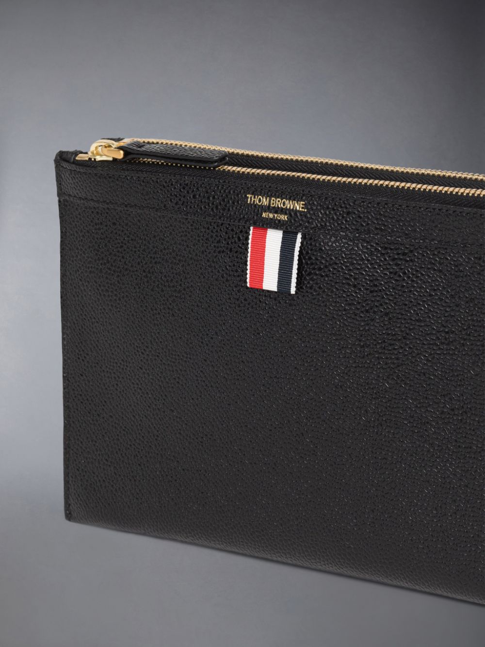 Thom Browne Pebble Grain Leather Small Document Holder Women Crossbody Bags Black | SJJ84X30513