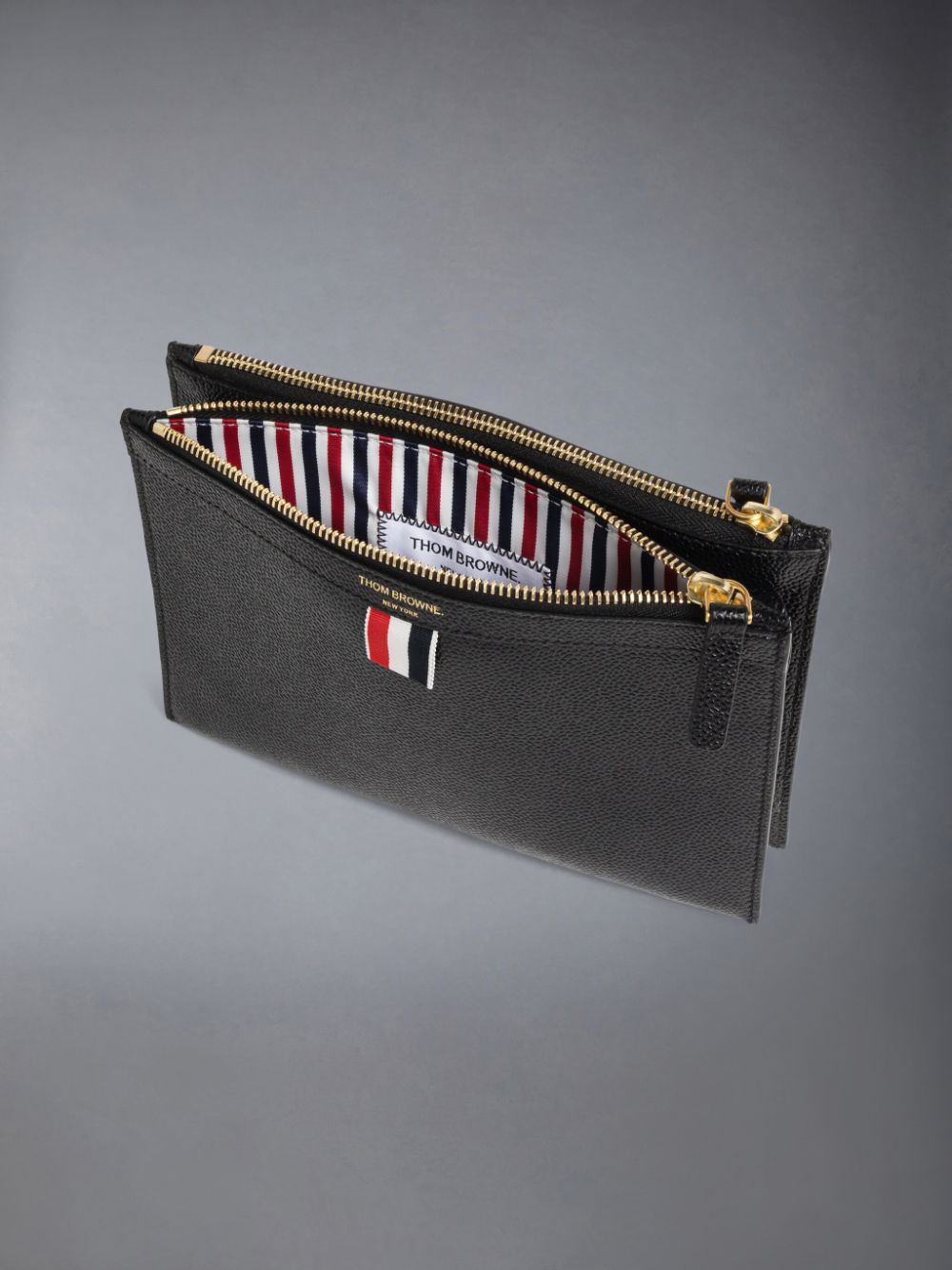 Thom Browne Pebble Grain Leather Small Document Holder Men Crossbody Bags Black | HLW88P22116