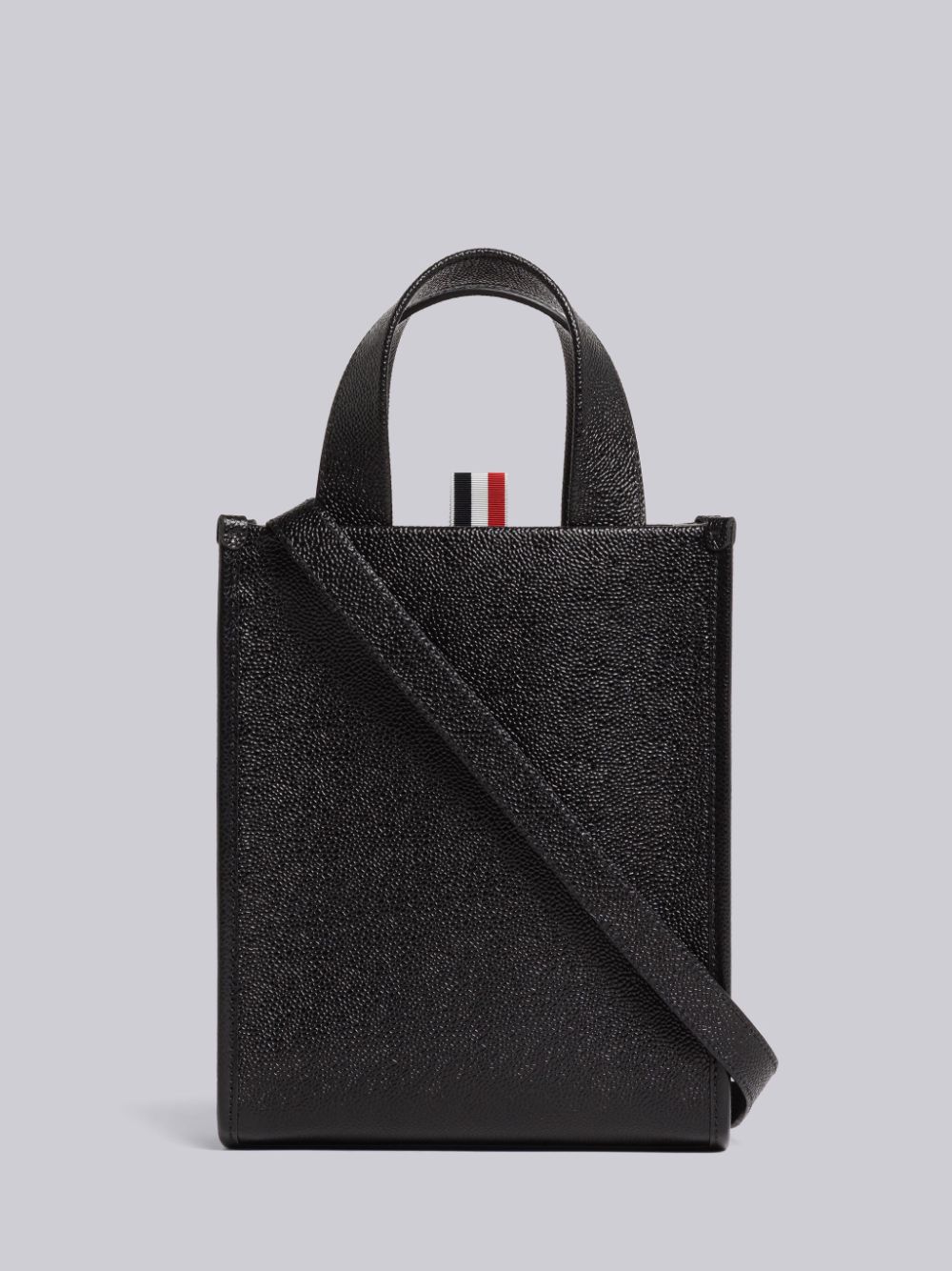 Thom Browne Pebble Grain Leather Small Square Men Tote Bags Black | GIO40Q17435