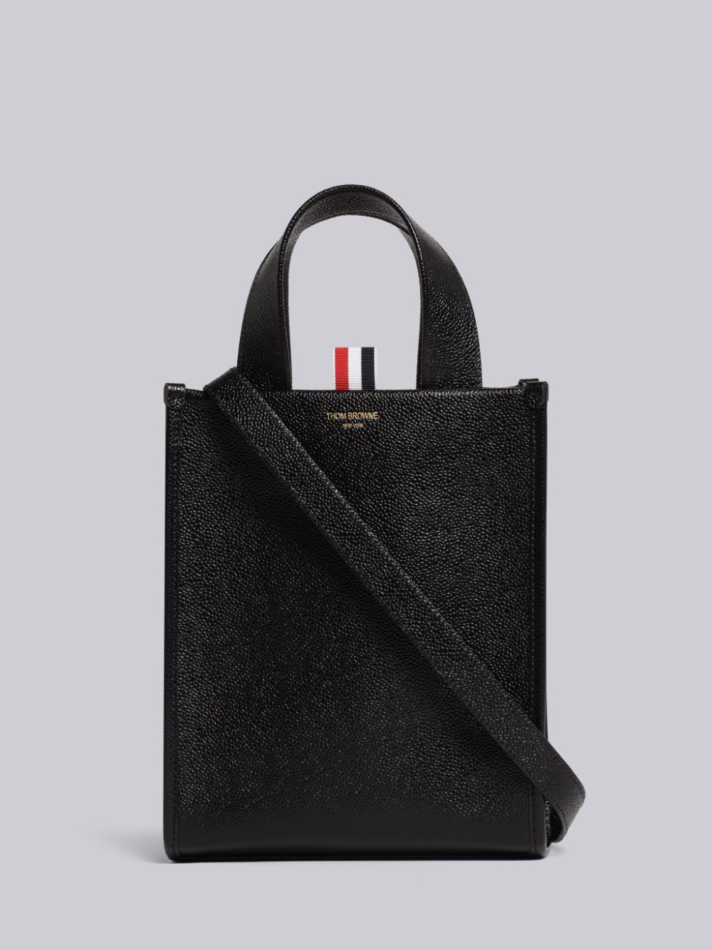 Thom Browne Pebble Grain Leather Small Square Men Tote Bags Black | GIO40Q17435