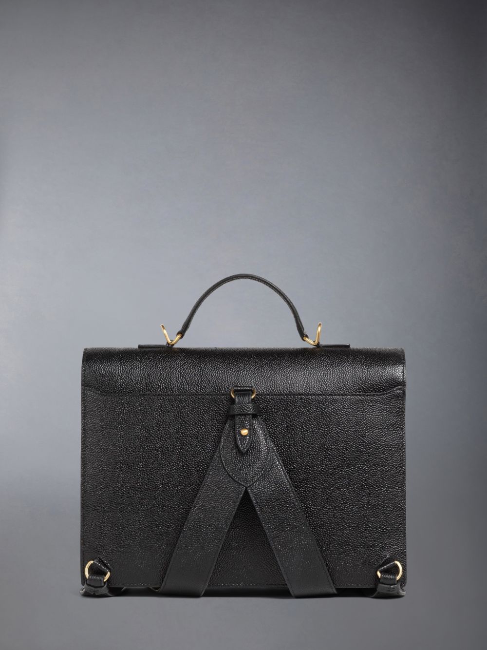 Thom Browne Pebble Grain Leather Top Handle School Men Tote Bags Black | WXC73Y19744