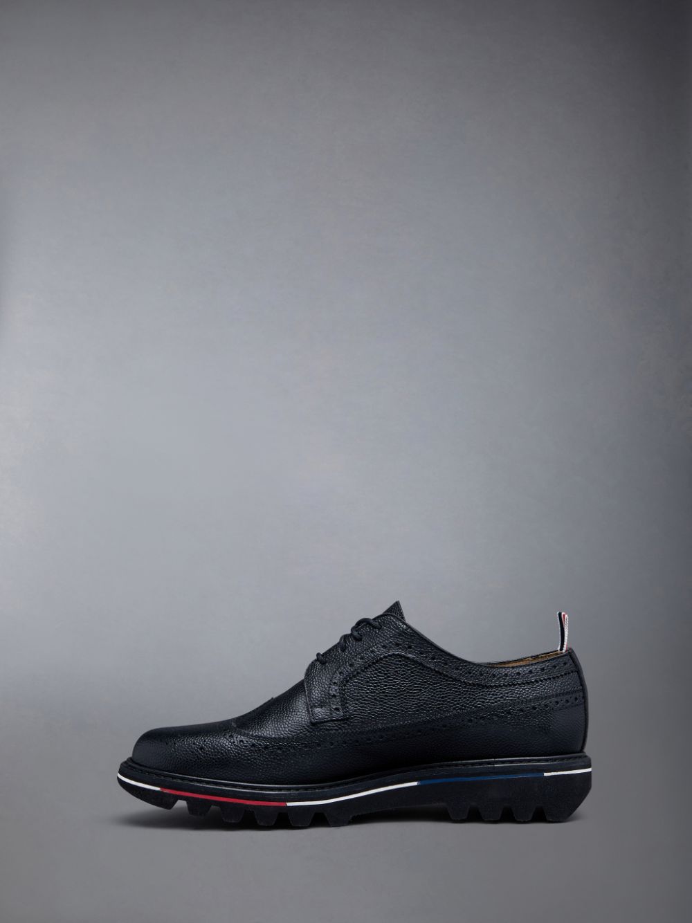 Thom Browne Pebble Grain Leather Tread Sole Longwing Men Brogue Shoes Black | UTF76Q05095