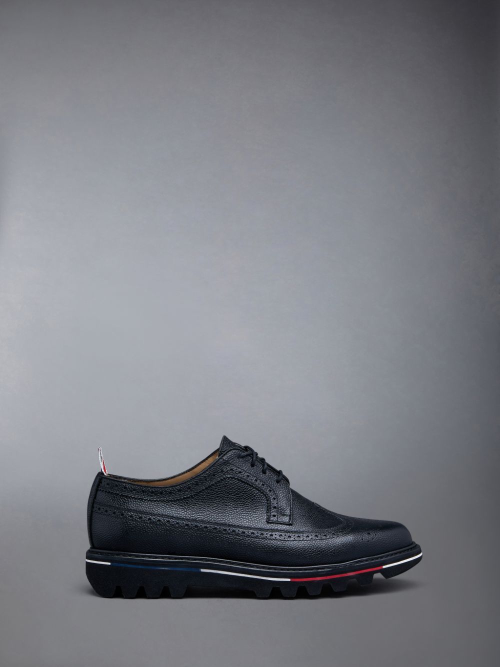 Thom Browne Pebble Grain Leather Tread Sole Longwing Men Brogue Shoes Black | UTF76Q05095