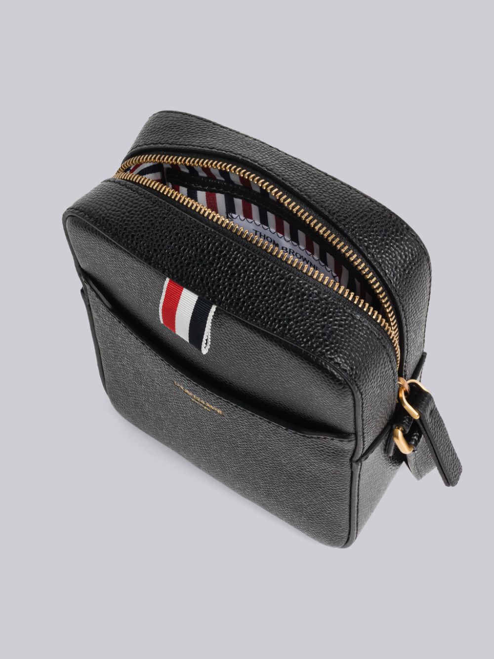 Thom Browne Pebble Grain Leather Vertical Camera Women Tool Bags Black | HBE59B52965