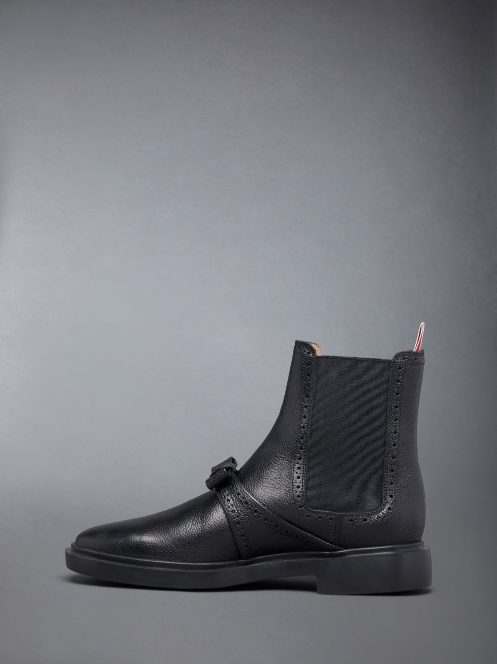 Thom Browne Pebble Grain Lightweight Rubber Sole Brogued Bow Chelsea Women Boots Black | LPT07I74106