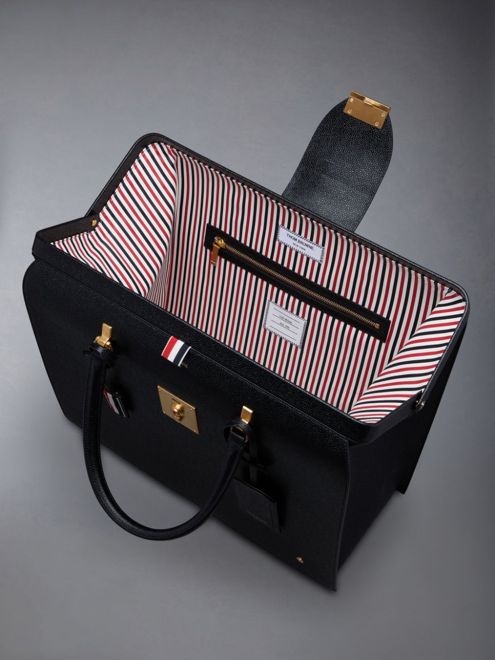 Thom Browne Pebble Grain Mr. Men Tote Bags Black | MBZ57Y82242