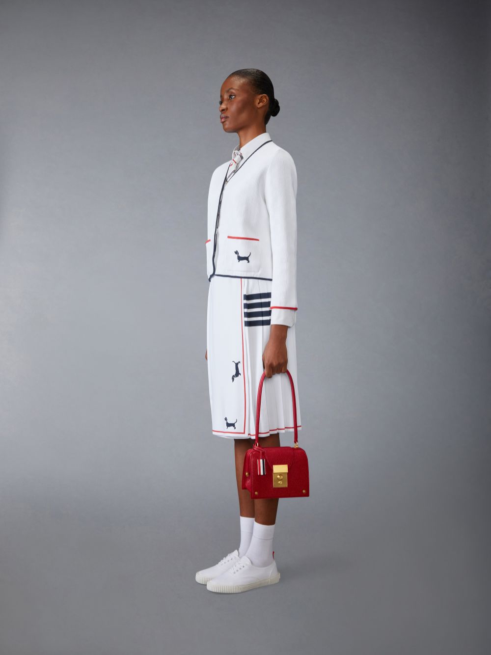 Thom Browne Pebble Grain Mrs. Triangle Women Tote Bags Red | EQR02V45388