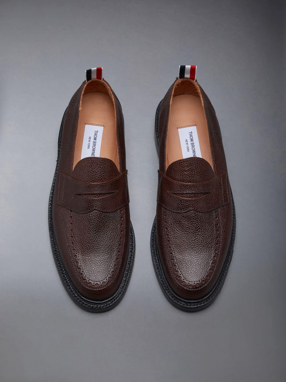 Thom Browne Pebble Grain Penny Men Loafers Brown | GKC96W65026