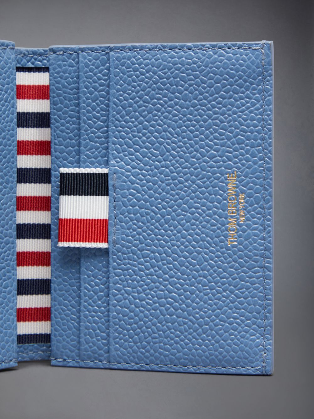 Thom Browne Pebble Grain Rose 4-Bar Double Women Card Case Blue | JWF85S42937