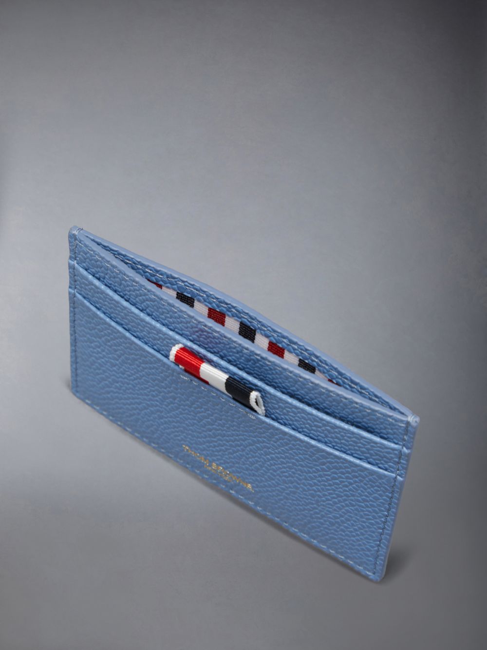 Thom Browne Pebble Grain Rose 4-Bar Single Women Card Case Blue | MTA84D72161