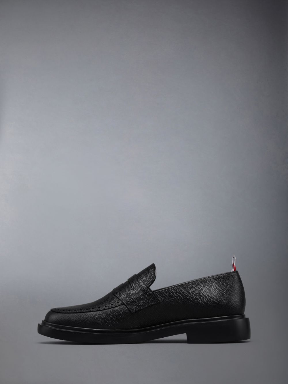 Thom Browne Pebble Grain Rubber Sole Penny Men Loafers Black | EFK86X17426