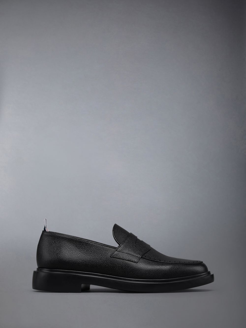 Thom Browne Pebble Grain Rubber Sole Penny Men Loafers Black | EFK86X17426