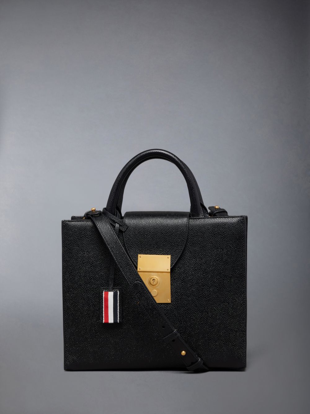 Thom Browne Pebble Grain Small Mr. Men Tote Bags Black | DYS20X61329