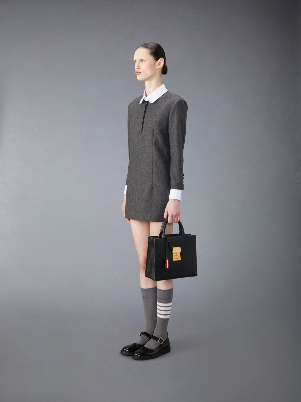 Thom Browne Pebble Grain Small Mr. Women Tote Bags Black | SLN57X56893