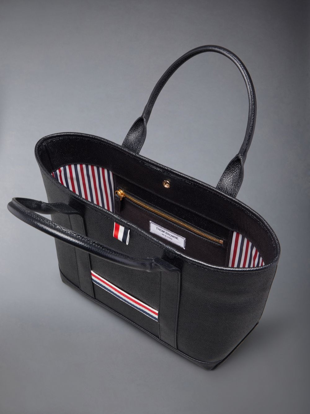 Thom Browne Pebble Grain Small Tool Men Tote Bags Black | FVA81I43491