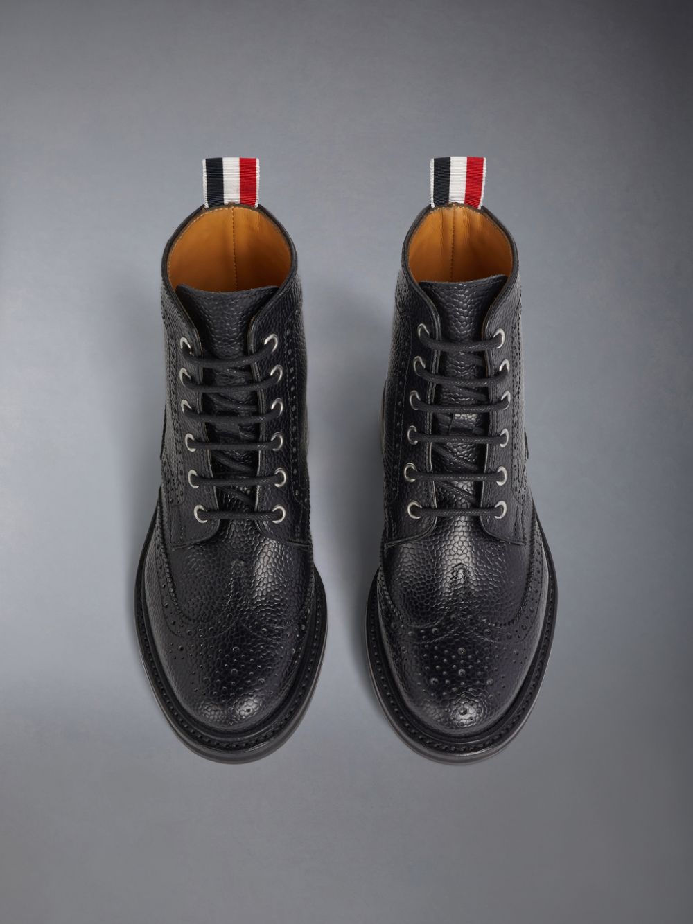 Thom Browne Pebble Grain Wingtip Boys's Boots Black | FBD27X42463