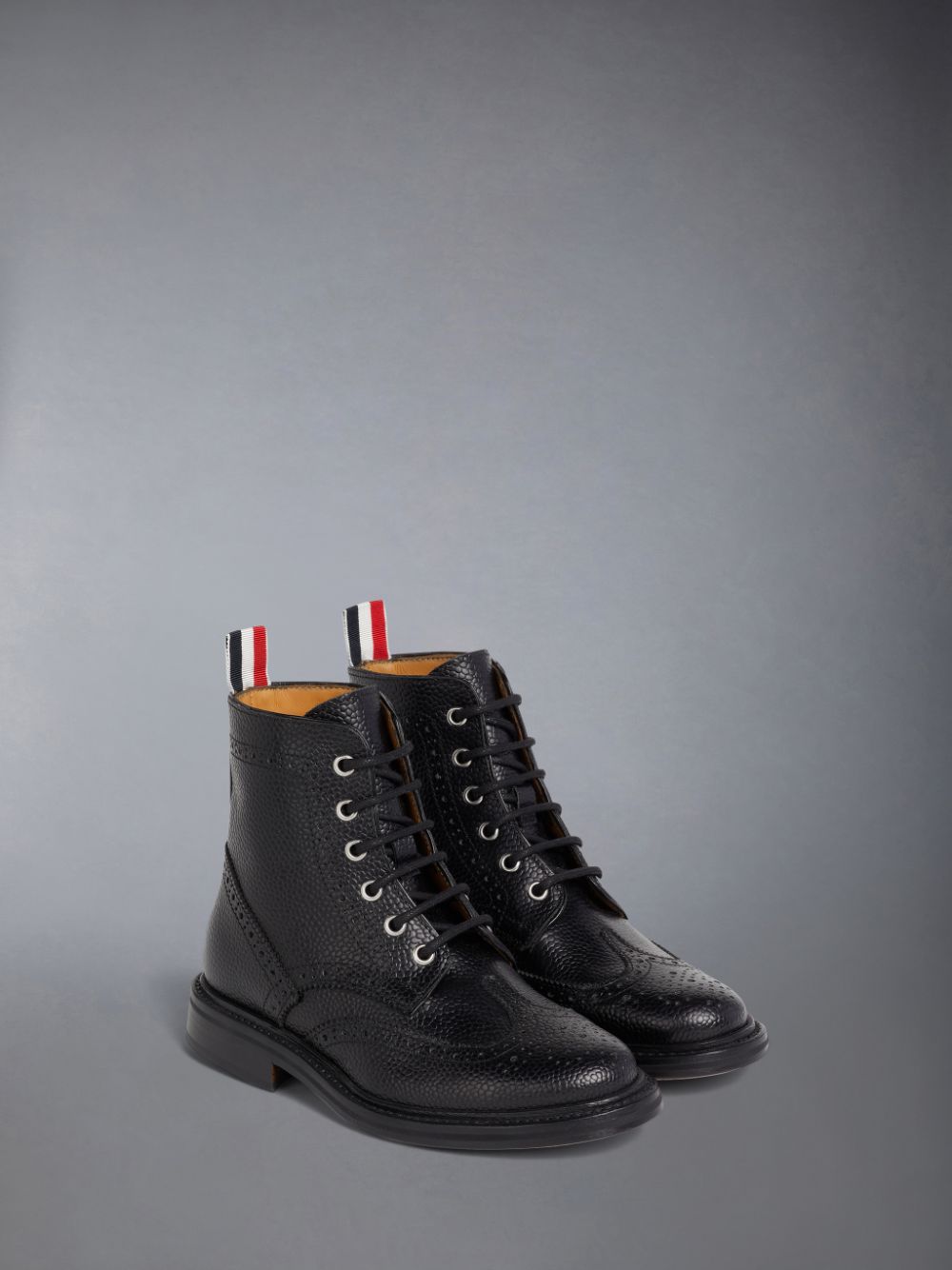 Thom Browne Pebble Grain Wingtip Boys's Boots Black | FBD27X42463