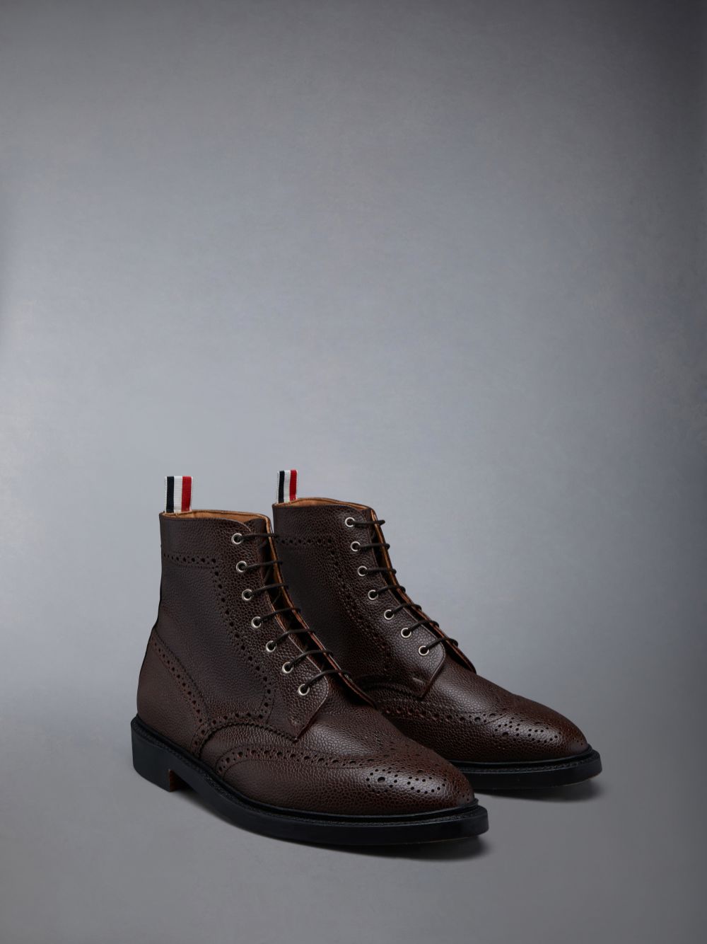 Thom Browne Pebble Grain Wingtip Men Boots Brown | NKQ69C17087