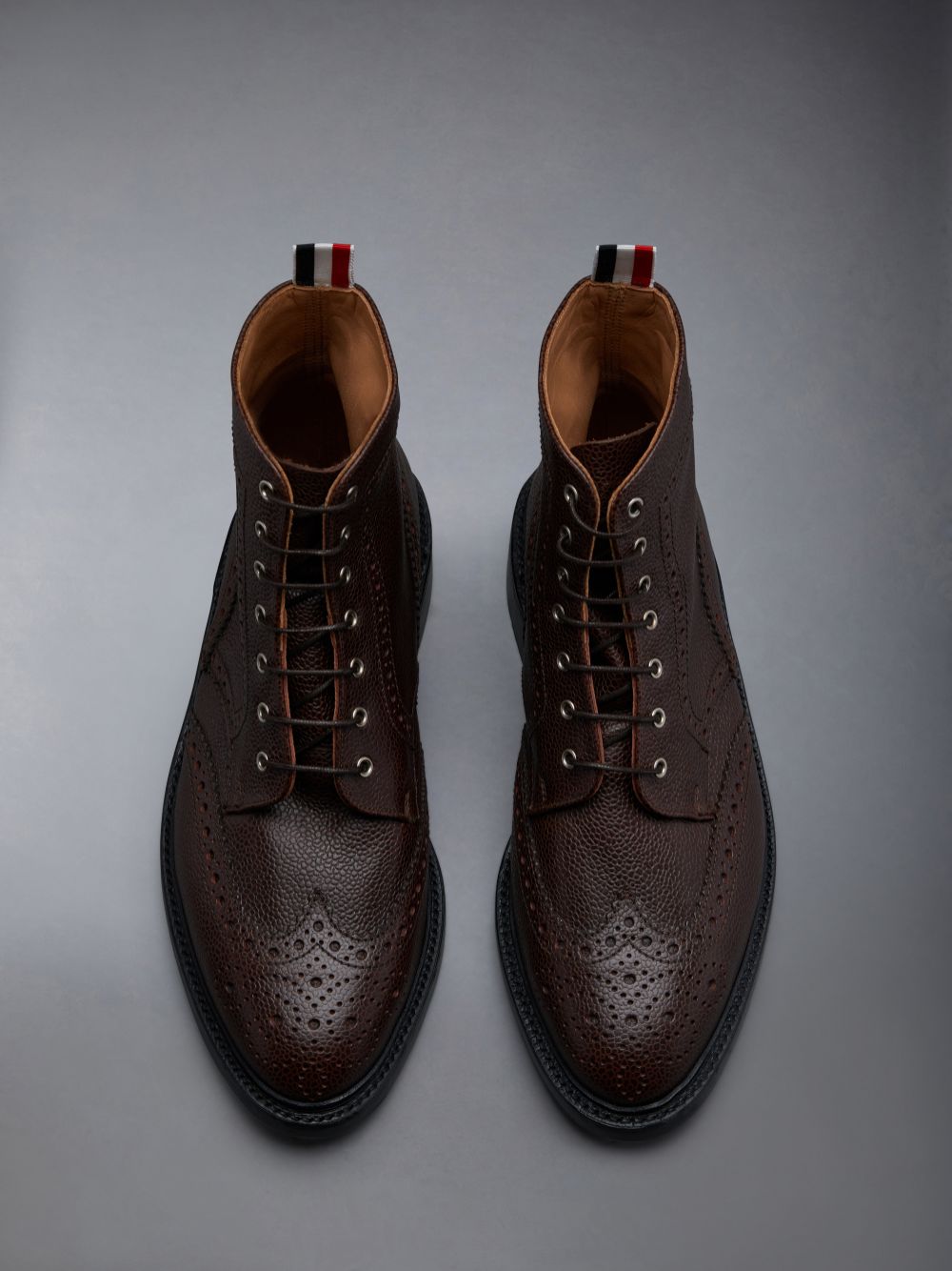 Thom Browne Pebble Grain Wingtip Men Boots Brown | NKQ69C17087