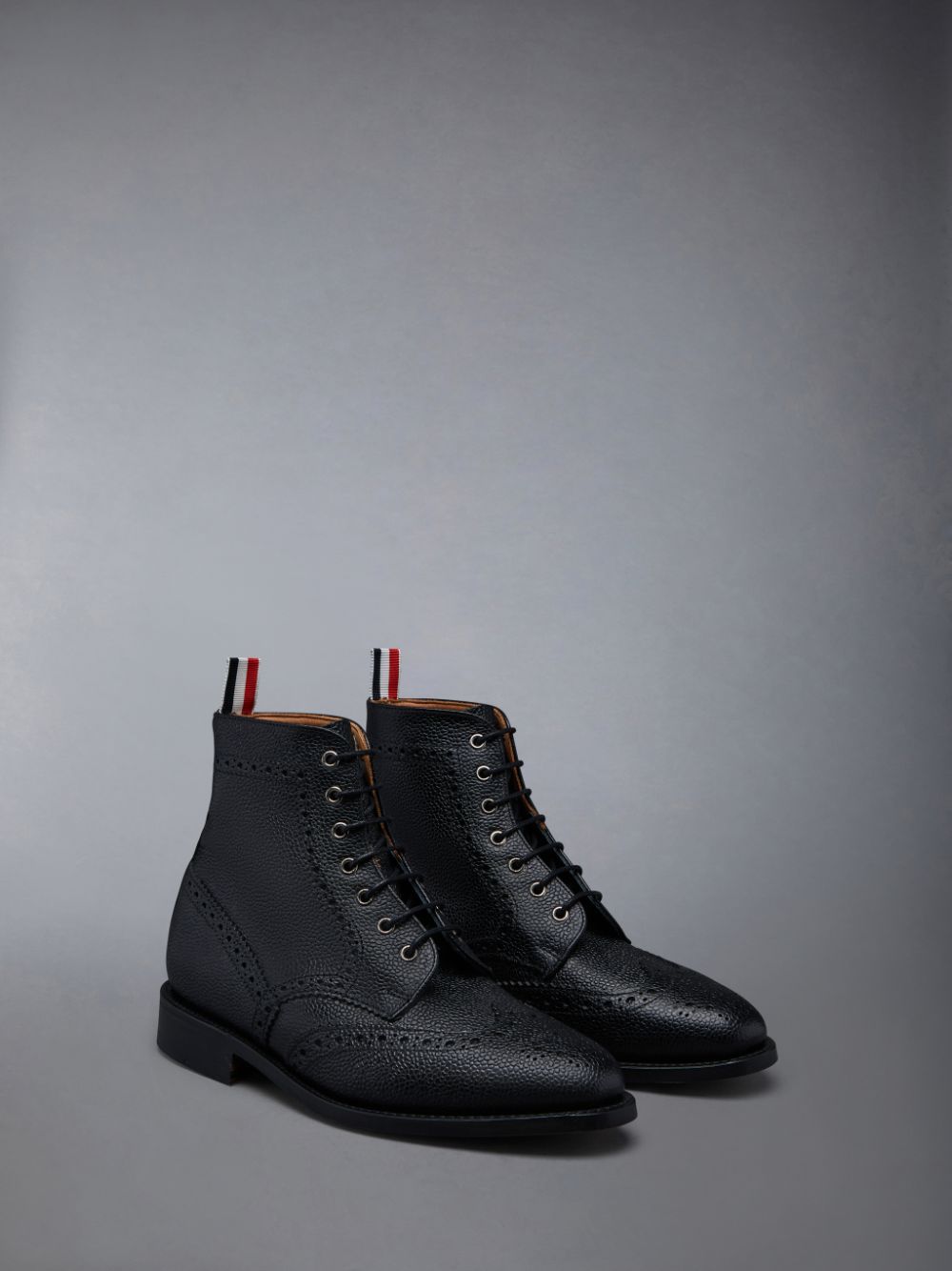 Thom Browne Pebble Grain Wingtip Women Boots Black | CGY10F53680