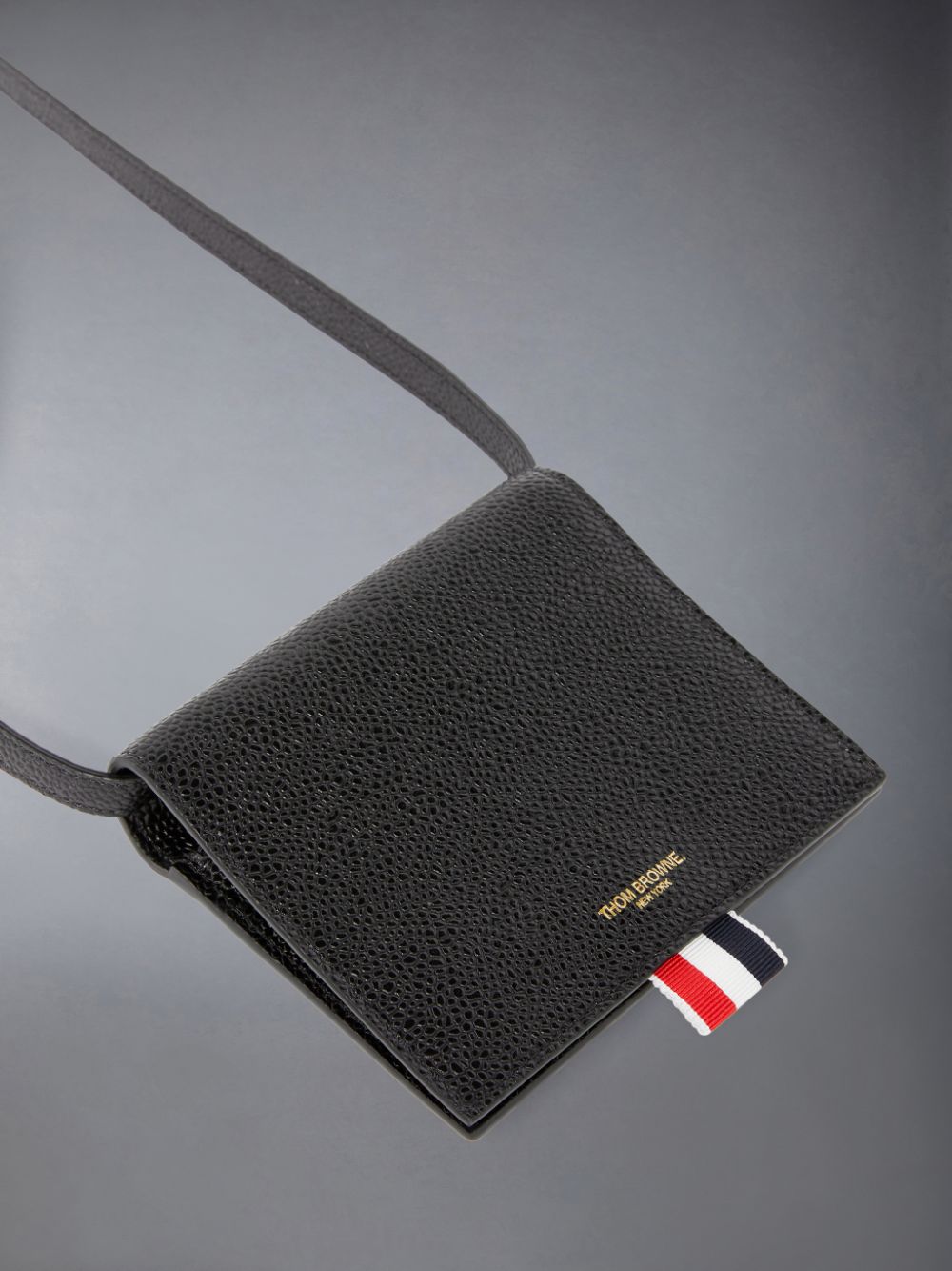 Thom Browne Pebbled Calfskin Card Holder Women Crossbody Bags Black | JOS20Z09454