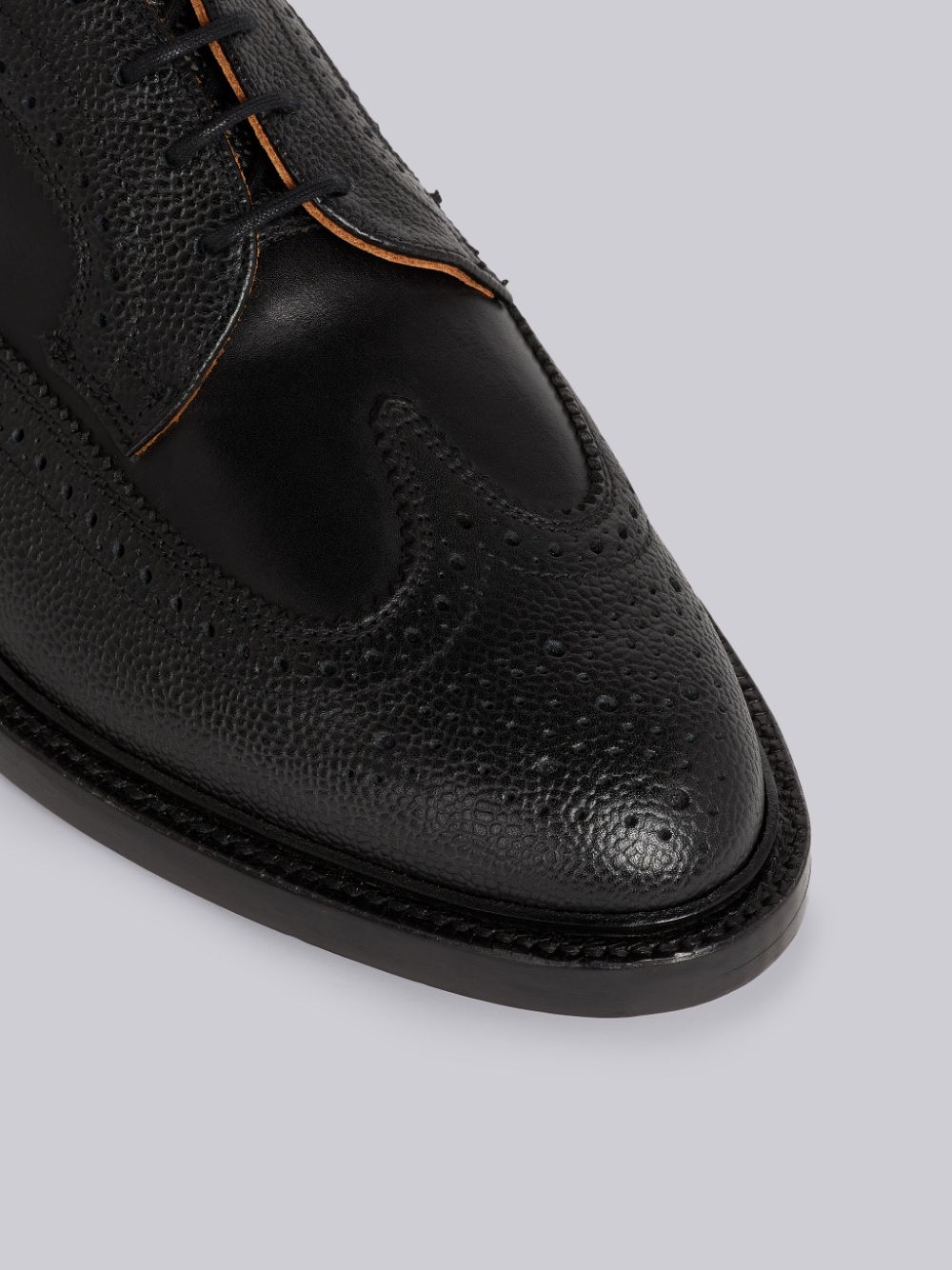 Thom Browne Pebbled Calfskin Mix Longwing Men Brogue Shoes Black | FFZ30Z39658