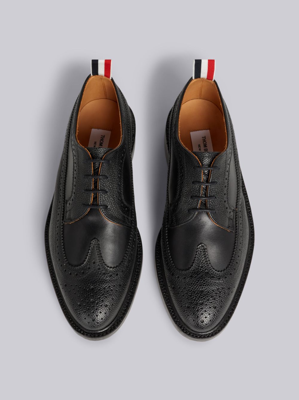 Thom Browne Pebbled Calfskin Mix Longwing Men Brogue Shoes Black | FFZ30Z39658