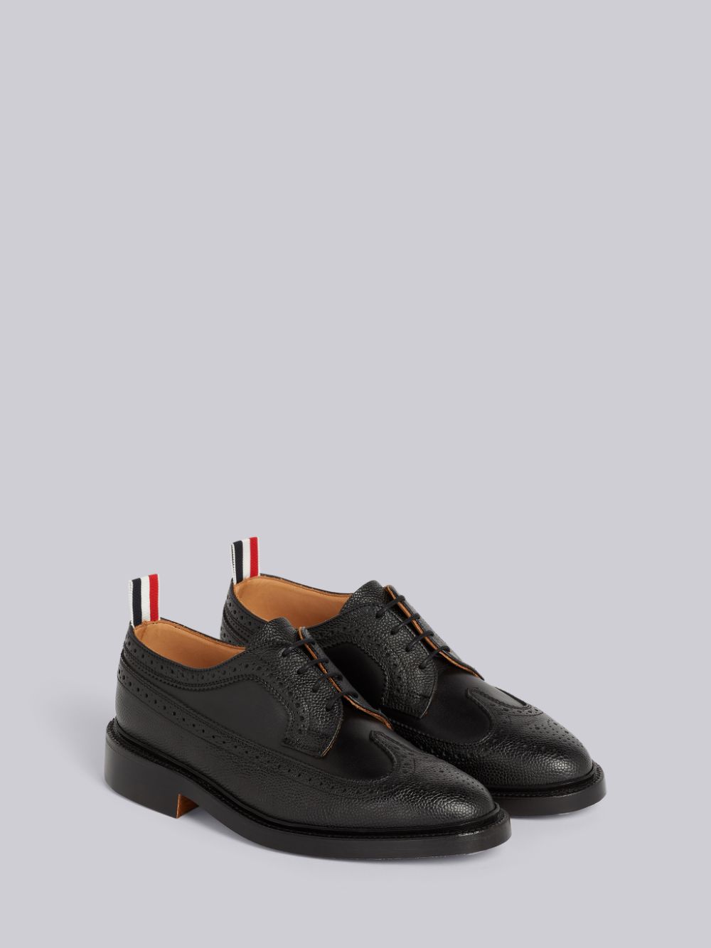 Thom Browne Pebbled Calfskin Mix Longwing Women Brogue Shoes Black | SGQ17I68548