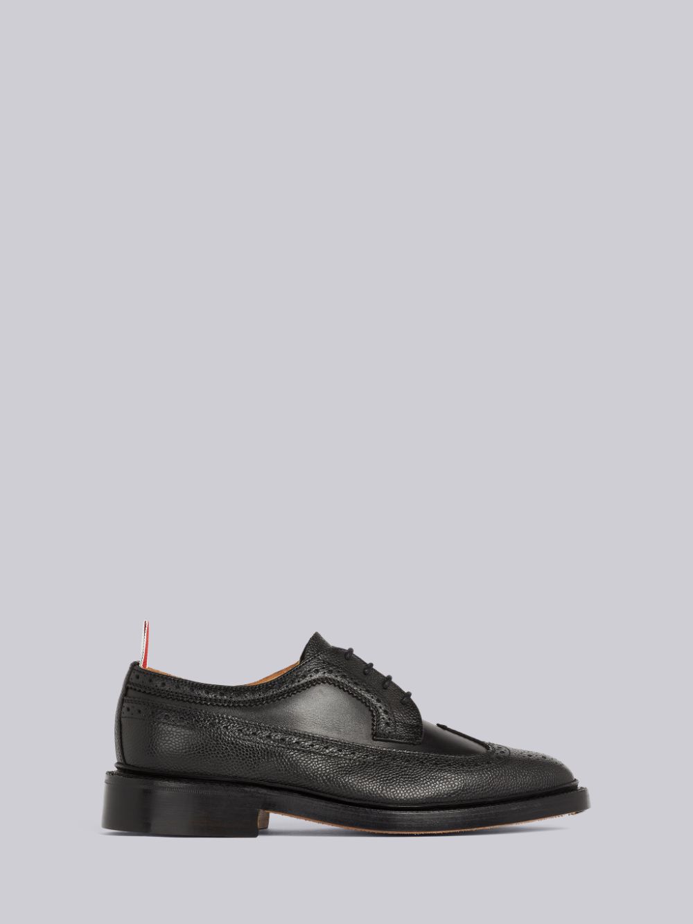 Thom Browne Pebbled Calfskin Mix Longwing Women Brogue Shoes Black | SGQ17I68548