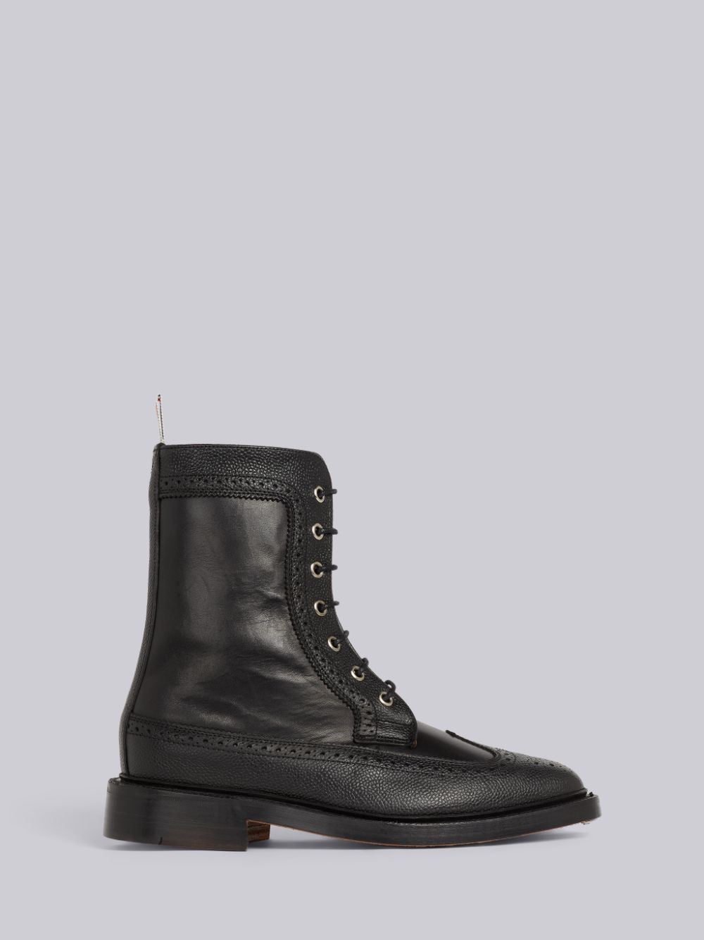 Thom Browne Pebbled Calfskin Mix Longwing Brogue Women Boots Black | QBK63K46969