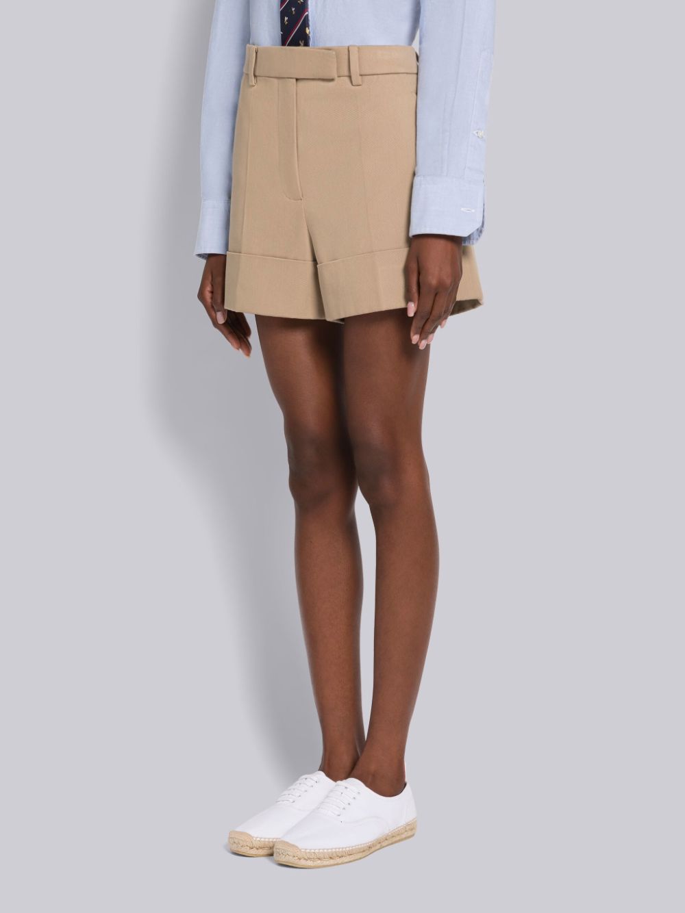 Thom Browne Piece Dyed Cotton Gabardine Beltloop Sack Women Shorts Beige | LKO36T77357