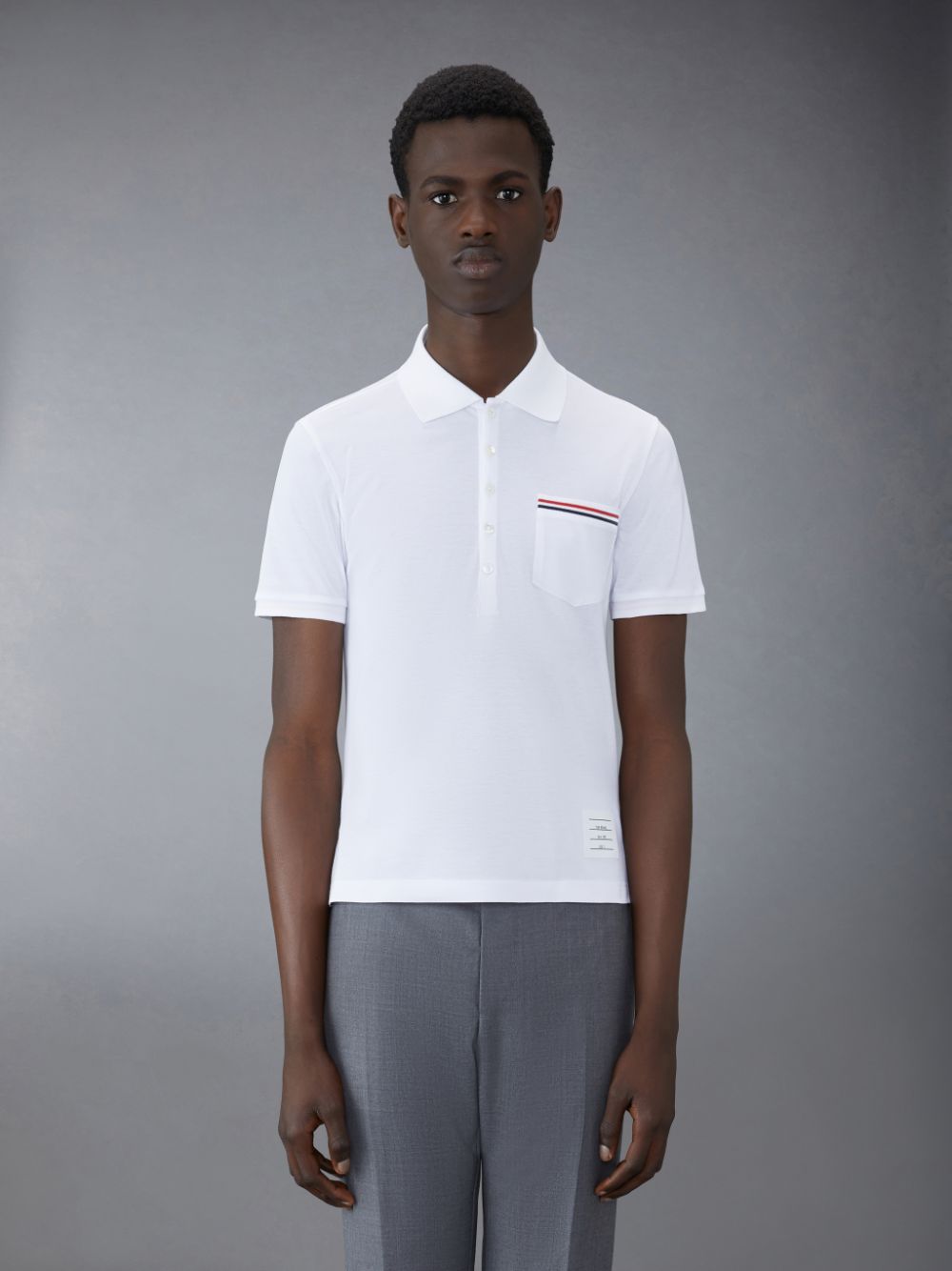 Thom Browne Pique Pocket Men Polo Shirt White | WZM09S83127